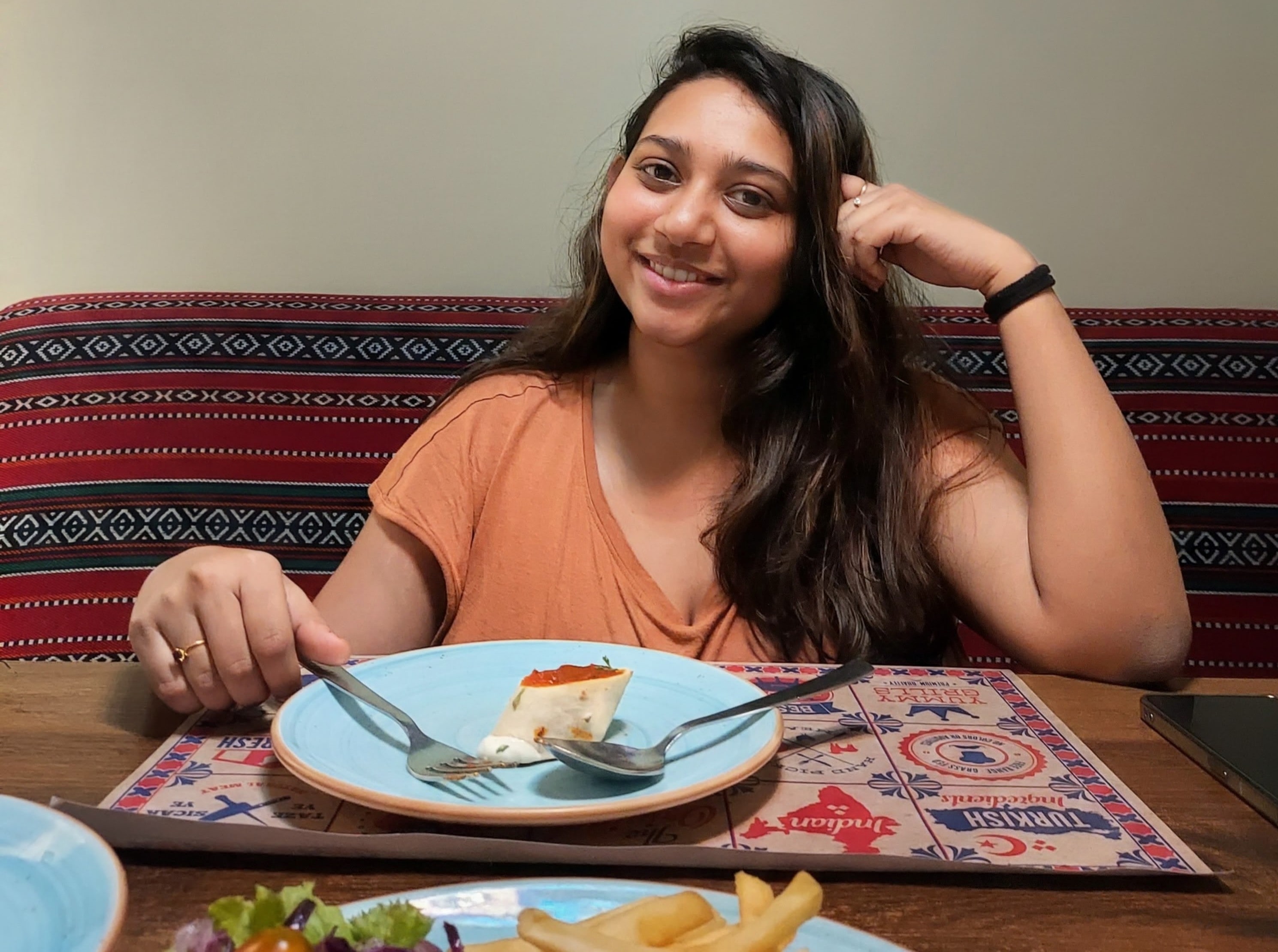 Rajshree smiling during their second date